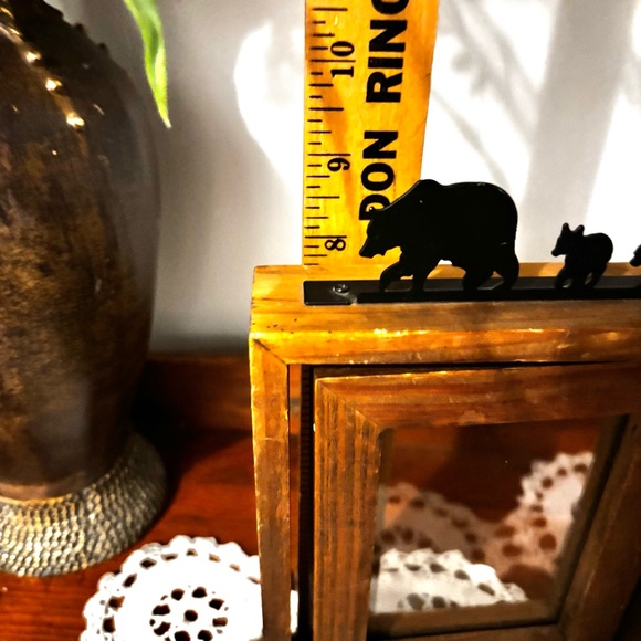Vintage Swivel Photo Frame withh Iron Black Bears 3.5x5” Weathered Wood Rustic - Picture 8 of 10